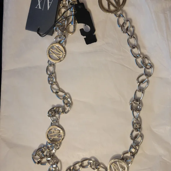 AX Armani Exchange- L- Belt In Silver Mesh Metal AX ARMANI EXCHANGE SILVER NET 1 1/8 main image 3